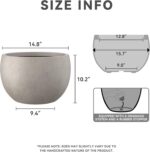 Kante 15.7" Dia Round Concrete Planter, Outdoor/Indoor Large Bowl Plant Pots wit... - Image 3