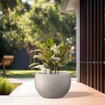 Kante 15.7" Dia Round Concrete Planter, Outdoor/Indoor Large Bowl Plant Pots wit... - Image 5