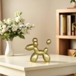 Cute Gold Balloon Dog Figurines of Resin，Dog Statue in The Bedroom Living Room D... - Image 5