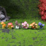 6 Piece Mini Mushroom Figurines Set, Colorful Resin Garden Ornaments for Fairy G... - Image 3