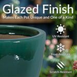 Sunnydaze Large Ceramic Plant Pot - Round Outdoor Glazed Ceramic Planter Pot wit... - Image 4