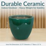 Sunnydaze Large Ceramic Plant Pot - Round Outdoor Glazed Ceramic Planter Pot wit... - Image 5