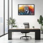 Extra Large Framed Abstract White Tiger Wall Art,Oversized Colorful Cool Tiger W... - Image 3