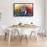 Extra Large Framed Abstract White Tiger Wall Art,Oversized Colorful Cool Tiger W... - Image 7
