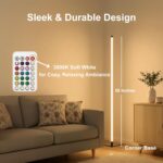 RGBICW LED Corner Floor Lamp 58'' with Music Sync, Remote Control, Color-Changin... - Image 5