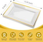 Mint Living-Elegant Plastic Serving Tray & Platter Set (3pk)-White & Gold Rim Di... - Image 3