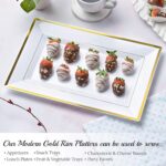 Mint Living-Elegant Plastic Serving Tray & Platter Set (3pk)-White & Gold Rim Di... - Image 5