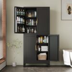 PAOFIN 75" H Metal Storage Cabinet, Pantry with 6 Door Shelves and 4 Adjustable ... - Image 4