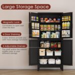 PAOFIN 75" H Metal Storage Cabinet, Pantry with 6 Door Shelves and 4 Adjustable ... - Image 5