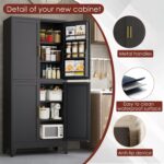 PAOFIN 75" H Metal Storage Cabinet, Pantry with 6 Door Shelves and 4 Adjustable ... - Image 7