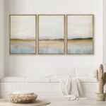 SIGNWIN Framed Canvas Print Wall Art Set Grunge Watercolor Pastel Lake Landscape... - Image 3
