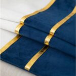 ZLINA Set of 2 Velvet Decorative Throw Pillow Covers Navy Blue White Patchwork w... - Image 3