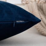 ZLINA Set of 2 Velvet Decorative Throw Pillow Covers Navy Blue White Patchwork w... - Image 4
