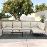 LayinSun 2 Pieces Aluminum Patio Furniture Set, Modern Modular Sectional Middle ... - Image 7