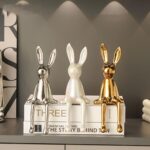 Ceramic Long-Eared Sitting Rabbit Room Ornaments Statue Luxury Home Decoration A... - Image 3