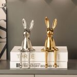 Ceramic Long-Eared Sitting Rabbit Room Ornaments Statue Luxury Home Decoration A... - Image 5