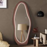 67"x 26" LED Wood Full Length Mirror with Lights Irregular Wavy Full Body Mirror... - Image 3