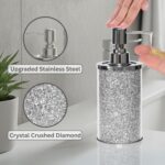 Escenzy Crushed Diamond Glass Bathroom Accessories Set 3 Pcs | Silver Crystal So... - Image 4