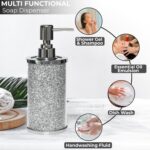 Escenzy Crushed Diamond Glass Bathroom Accessories Set 3 Pcs | Silver Crystal So... - Image 6