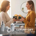 Escenzy Crushed Diamond Glass Bathroom Accessories Set 3 Pcs | Silver Crystal So... - Image 8