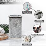 Escenzy Crushed Diamond Glass Bathroom Accessories Set 3 Pcs | Silver Crystal So... - Image 9