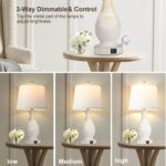 PARTPHONER Table Lamps Set of 2, Bedside Touch Lamp with USB C+A Charging Ports,... - Image 4