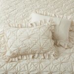 BEDAZZLED Queen Size Comforter Sets, Beige Bedding Comforter Set, 3 Pieces Pinch... - Image 5