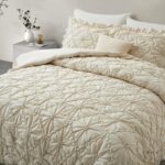 BEDAZZLED Queen Size Comforter Sets, Beige Bedding Comforter Set, 3 Pieces Pinch... - Image 8
