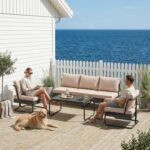 4 Piece Patio Furniture Set, Modern Patio Conversation Set for 5, All Weather Bi... - Image 4