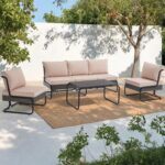 4 Piece Patio Furniture Set, Modern Patio Conversation Set for 5, All Weather Bi... - Image 7