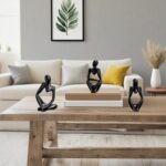 3pcs Thinker Statue Abstract Art Thinker Figurines Black Home Decor for Living R... - Image 3