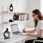 3pcs Thinker Statue Abstract Art Thinker Figurines Black Home Decor for Living R... - Image 4