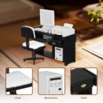NUOBESTY 1:12 Dollhouse Office Furniture Set, Miniature Desk Chair Computer Prin... - Image 6