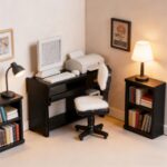 NUOBESTY 1:12 Dollhouse Office Furniture Set, Miniature Desk Chair Computer Prin... - Image 7