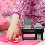 NUOBESTY 1:12 Dollhouse Office Furniture Set, Miniature Desk Chair Computer Prin... - Image 9