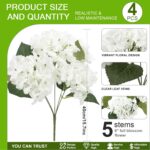 Daynight 4 Pcs Hydrangea Artificial Flowers Outdoor Silk Bouquets, UV Resistant ... - Image 3