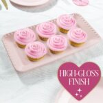 Paris Hilton Rectangle Ceramic Stoneware Serving Platter Tray, Embossed Hearts, ... - Image 4