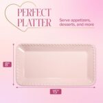 Paris Hilton Rectangle Ceramic Stoneware Serving Platter Tray, Embossed Hearts, ... - Image 5