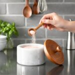 Marble salt cellar with lid and spoon, salt container with spoon, salt bowl with... - Image 4