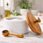 Marble salt cellar with lid and spoon, salt container with spoon, salt bowl with... - Image 6