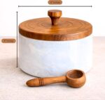Marble salt cellar with lid and spoon, salt container with spoon, salt bowl with... - Image 7
