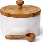 Marble salt cellar with lid and spoon, salt container with spoon, salt bowl with... - Image 9