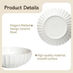 12-Inch Large Ceramic Salad Bowl Set with Wooden Servers, Decorative Serving Bow... - Image 5