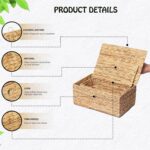 LUSYDECO Set of 3 Wicker Storage Baskets with Lid, Large Rectangular Rattan Bask... - Image 5