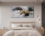 Arjun Abstract Canvas Wall Art Large Framed 48"x24" - Black and White Gold Crack... - Image 4
