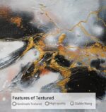 Arjun Abstract Canvas Wall Art Large Framed 48"x24" - Black and White Gold Crack... - Image 5
