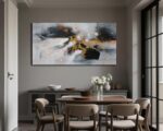 Arjun Abstract Canvas Wall Art Large Framed 48"x24" - Black and White Gold Crack... - Image 6