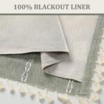 Boho Blackout Curtains 63 Inches Long Sage Green Linen Blend 2 Panels with Tasse... - Image 5