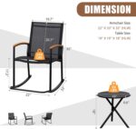 Shintenchi 3 Piece Outdoor Rocking Bistro Set, Textilene Fabric Small Patio Furn... - Image 7