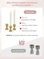 NUPTIO Candle Stick Candle Holder: Set of 4 Gold Aluminium Candlestick Holders -... - Image 4